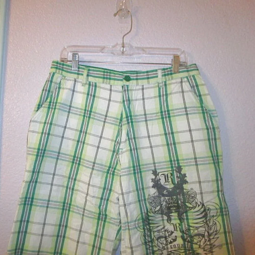 Vtg 90s Y2K Noiz Royalty Graphic Shorts Mens 34 Plaid 11” Grunge Skater Retro